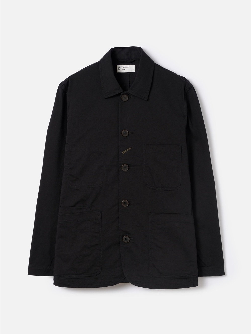 Universal Works Black Twill Bakers Chore Jacket, Mens size M